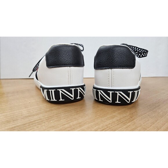 Disney Minnie Mouse Shoes Womens Size 6.5 White Black Embroidered Polka Dot - Picture 4 of 8